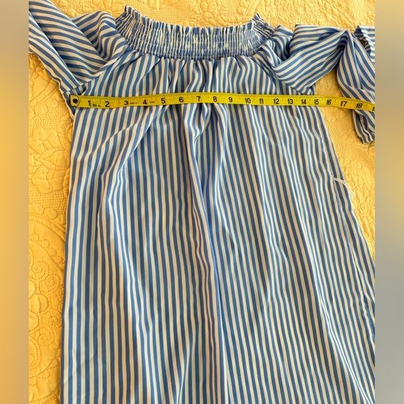 Off The Shoulder Blue & White Stripe Dress - Picture 5 of 5